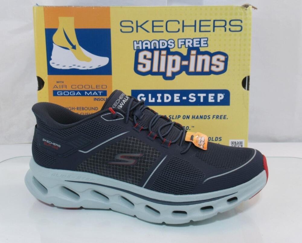 Men's Skechers Slip Ins Go Walk Glide Step 2.0 Zalor Sneakers Navy / Red 10.5